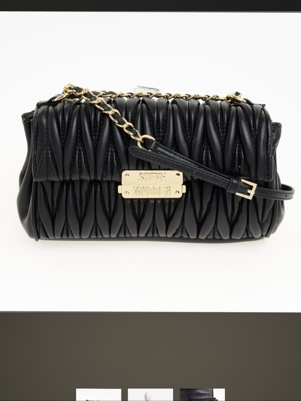 Steve Madden Black Quilted Chain-Shoulder Crossbody Bag